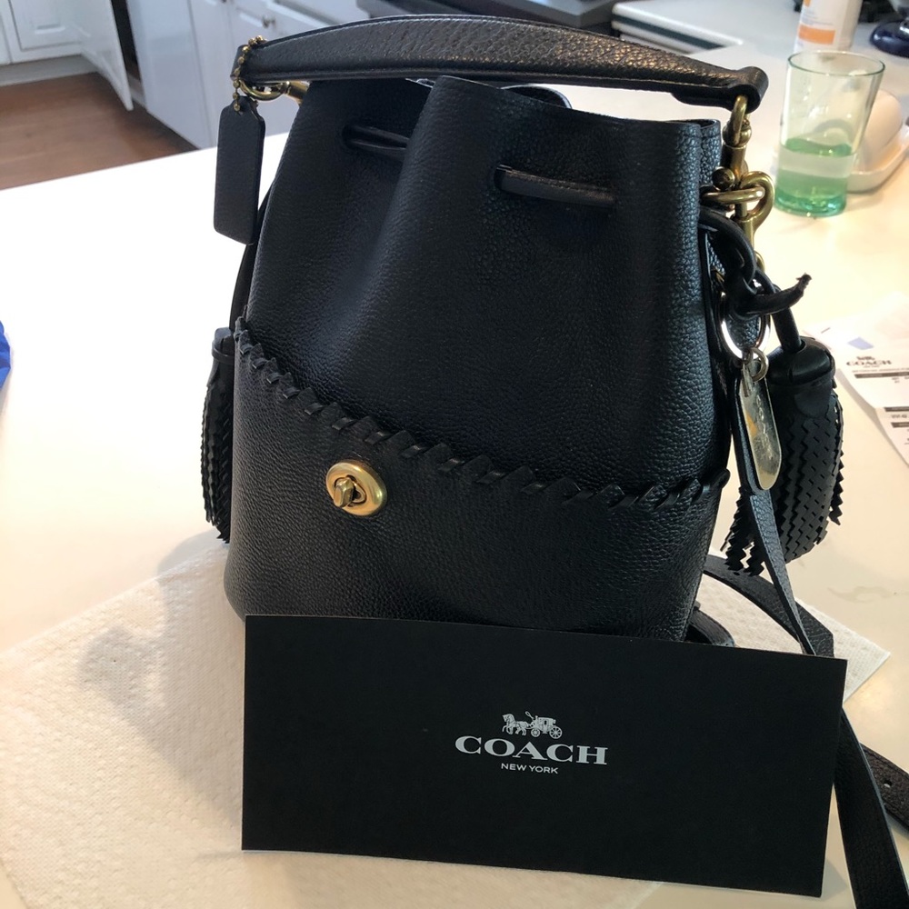 Coach drawstring pebble leather handbag/crossbody.